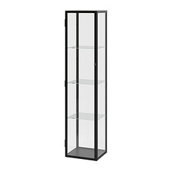 BLÅLIDEN - Kabinet pintu kaca, hitam, 35x32x151 cm