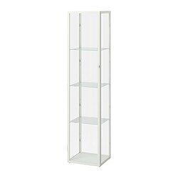 BLÅLIDEN - Glass-door cabinet, white, 35x32x151 cm