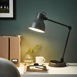 HEKTAR - Lampu kerja dg charger wireless, abu-abu tua