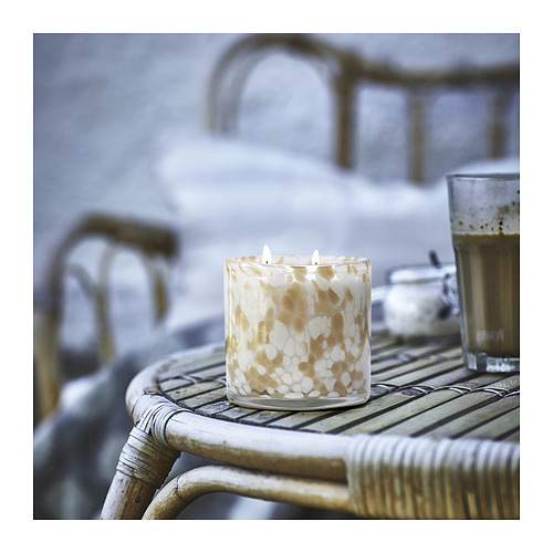 JÄMLIK scented candle in glass, 2 wicks