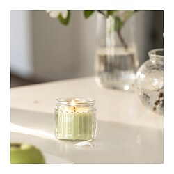 LÖVSKOGSLUND - Scented candle in glass, apple/light yellow, 12 hr