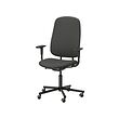 SMÖRKULL - Office chair with armrests, Gräsnäs dark grey