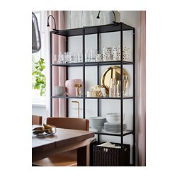 VITTSJÖ - Unit rak , hitam-cokelat/kaca, 100x175 cm