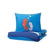 BLÅVINGAD - Duvet cover and pillowcase, ocean animals pattern/multicolour, 150x200/50x80 cm