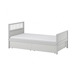 SMYGA - Bed frame with storage, light grey, 90x200 cm