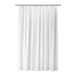 BJÄRSEN - Shower curtain, white, 180x200 cm