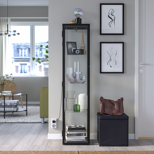 BLÅLIDEN glass-door cabinet, black, 35x32x151 cm | IKEA Indonesia