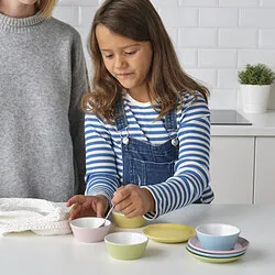 DUKTIG - 8-piece plate/bowl playset, mixed colours