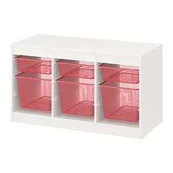 TROFAST - Kombinasi penyimpanan dgn kotak, putih/merah cerah, 99x44x56 cm