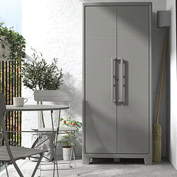 RUNMARÖ - Cabinet with doors, dark grey indoor /outdoor, 80x44x182 cm