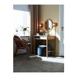 SOLKLINT - Wall lamp, brass/grey clear glass