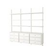 ELVARLI - Kombinasi penyimpanan terbuka, putih, 258x51x222-350 cm