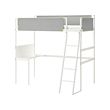 VITVAL - Rangka tempat tidur tinggi dg meja, putih/abu-abu muda, 90x200 cm