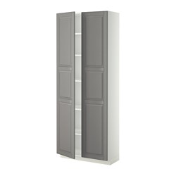 METOD - High cabinet with shelves, white/Bodbyn grey, 80x37x200 cm
