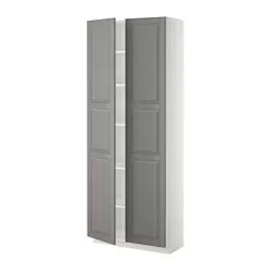 METOD - Kabinet tinggi dengan rak, putih/Bodbyn abu-abu, 80x37x200 cm