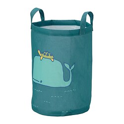 BLÅVINGAD - Storage bag, whale pattern/blue-green