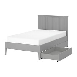 GULLABERG - Bed frame with 2 storage boxes, grey/Luröy, 120x200 cm