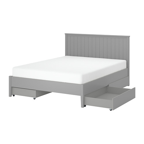 GULLABERG Rangka tempat tidur + 4 penyimpanan