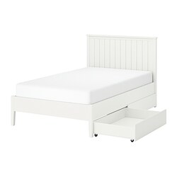 GULLABERG - Bed frame with 2 storage boxes, white/Luröy, 120x200 cm