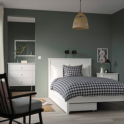 GULLABERG - Bed frame with 2 storage boxes, white/Luröy, 120x200 cm