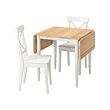 DANDERYD/INGOLF - Table and 2 chairs, oak veneer white/white, 74/134x80 cm