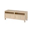 BESTÅ - TV bench with drawers, white stained oak effect/Hanviken/Stubbarp white stained oak effect, 120x42x48 cm
