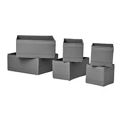 SKUBB - Kotak, set isi 6, abu-abu tua