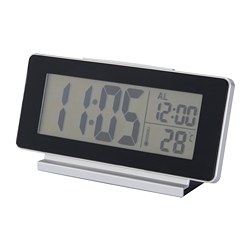FILMIS - Jam/termometer/alarm, hitam, 16.5x9 cm