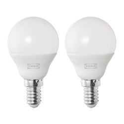 SOLHETTA - Bohlam LED E14 470 lumen, bulat putih opal