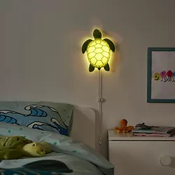 BLÅVINGAD - Lampu dinding LED, penyu/hijau