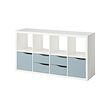 KALLAX - Shelving unit, with 2 doors/4 drawers white/light grey-blue wave shaped, 147x77 cm