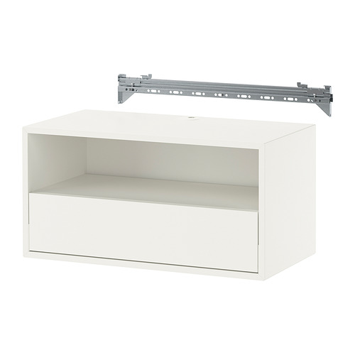 EKET wall mounted media shelf w rail, white, 70x35x35 cm IKEA