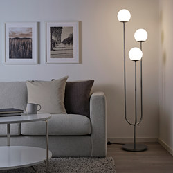SIMRISHAMN - Floor lamp, chrome-plated/opal white glass