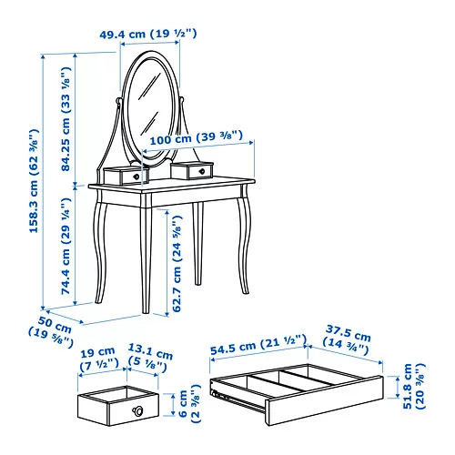 HEMNES Measurement Illustration