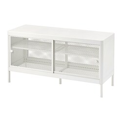 MACKAPÄR - Bangku penyimpanan dgn pintu geser, putih, 100x37 cm