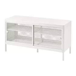 MACKAPÄR - Bangku penyimpanan dgn pintu geser, putih, 100x37 cm