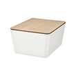 KUGGIS - Box with lid, white/bamboo, 13x18x8 cm