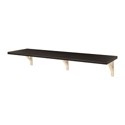 BERGSHULT/SANDSHULT - Wall shelf, brown-black/aspen, 120x30 cm