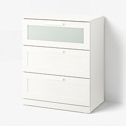 BRIMNES - Chest of 3 drawers, white/frosted glass, 78x46x95 cm