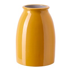 KOPPARBJÖRK - Vase, bright yellow, 21 cm