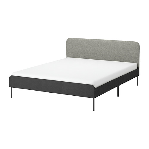 SLATTUM rangka tempat tidur berlapis kain