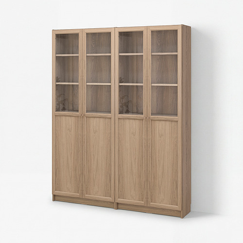 BILLY/OXBERG bookcase comb w panel/glass doors
