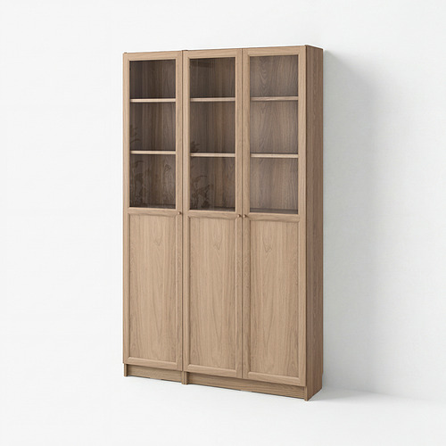 BILLY/OXBERG bookcase comb w panel/glass doors