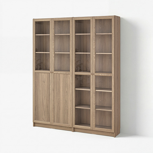 BILLY/OXBERG bookcase with panel/glass doors
