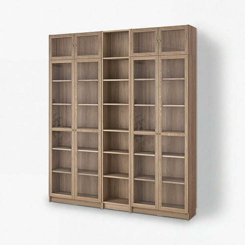 BILLY/OXBERG bookcase w glass doors/ext unit