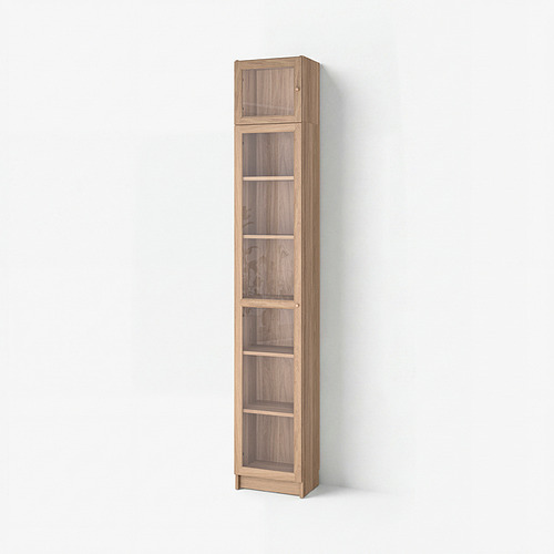 BILLY/OXBERG bookcase w glass doors/ext unit