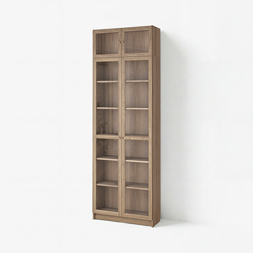 BILLY/OXBERG bookcase w glass doors/ext unit
