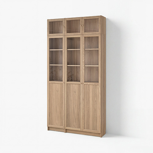 BILLY/OXBERG bookcase w hght ext ut/pnl/glss drs