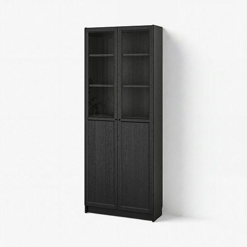 BILLY/OXBERG bookcase with panel/glass doors