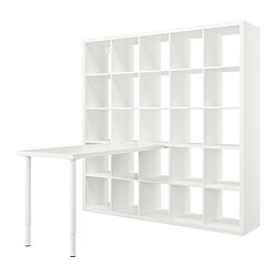 LAGKAPTEN/KALLAX - Desk combination, white, 182x159x182 cm